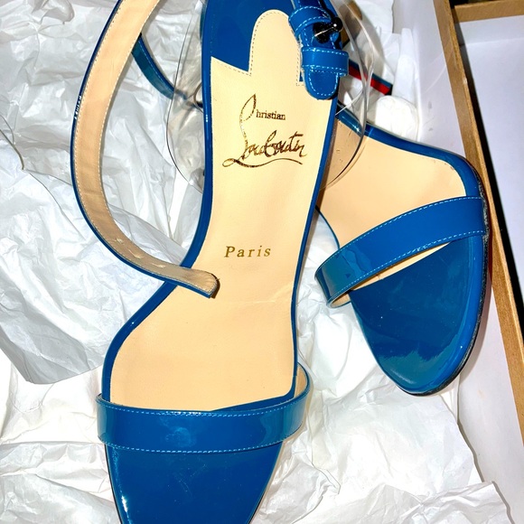 Amazing blue patent Jonathan 100 mm sandals - Picture 3 of 13